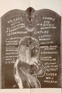 Poster from a 1982 event at the Cornelia Street cafe in support of Salvadoran artists-a tangible example of her Latin-American connections