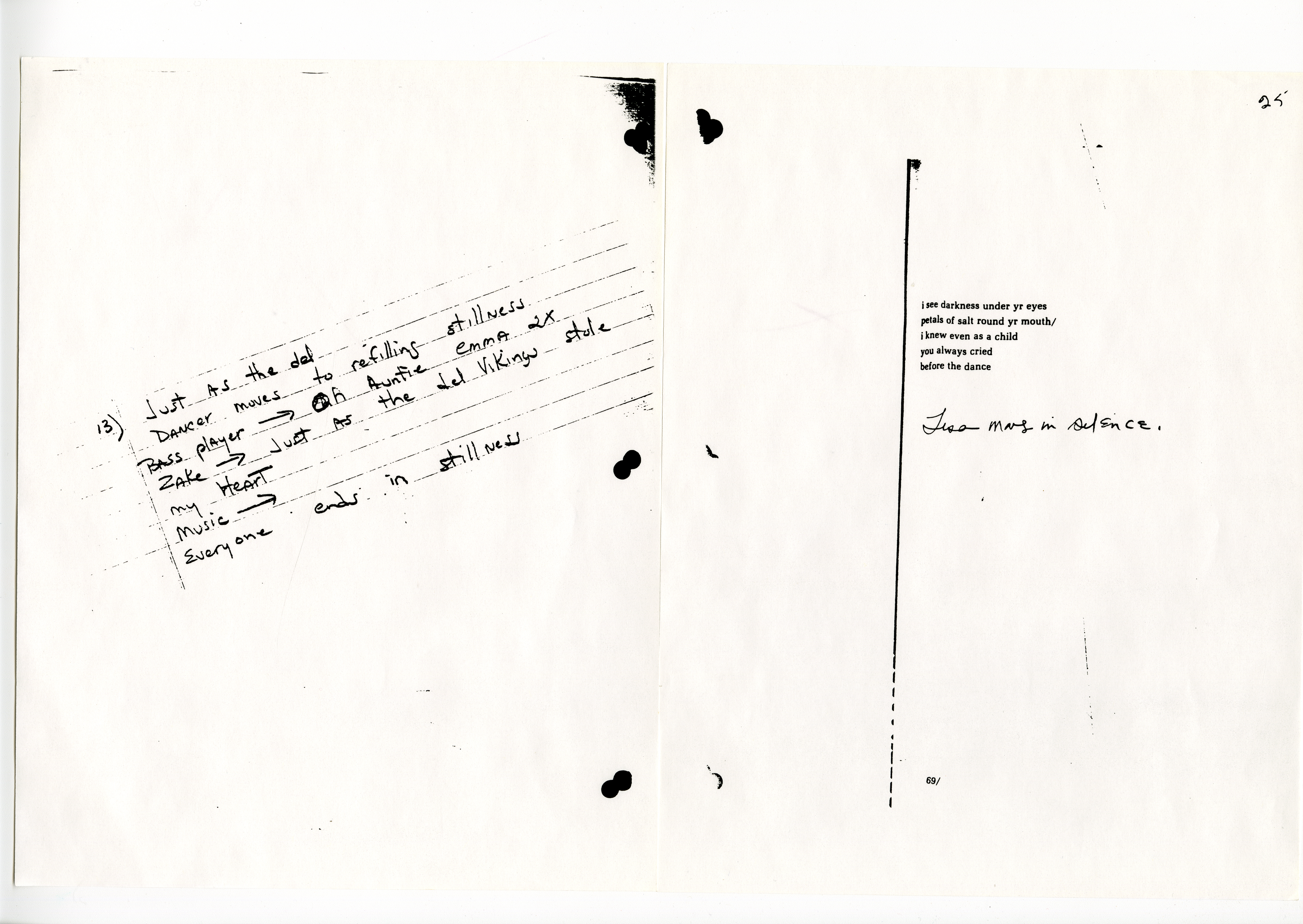 Scan of materials from Ntozake Shange's papers by Kiani Ned.