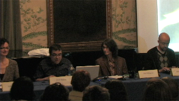 Jose Muñoz in conversation with Lauren Berlant, Ann Pellegrini, and Tavia Nyong'o at the Public Feelings Salon at BCRW in 2011.