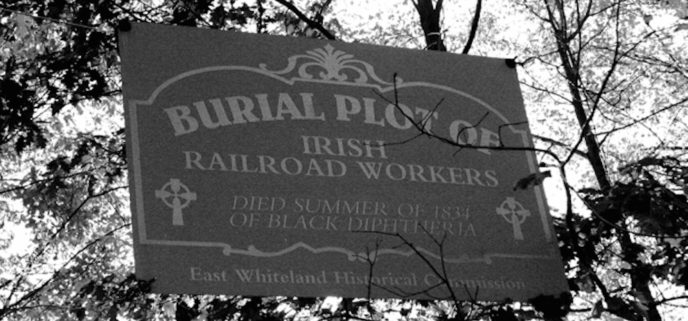 Irish railroad workers burial sign