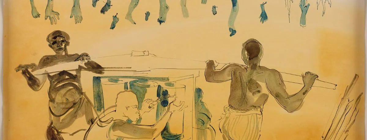 A colorful mural illustrating gender discussions with diverse figures actively participating.